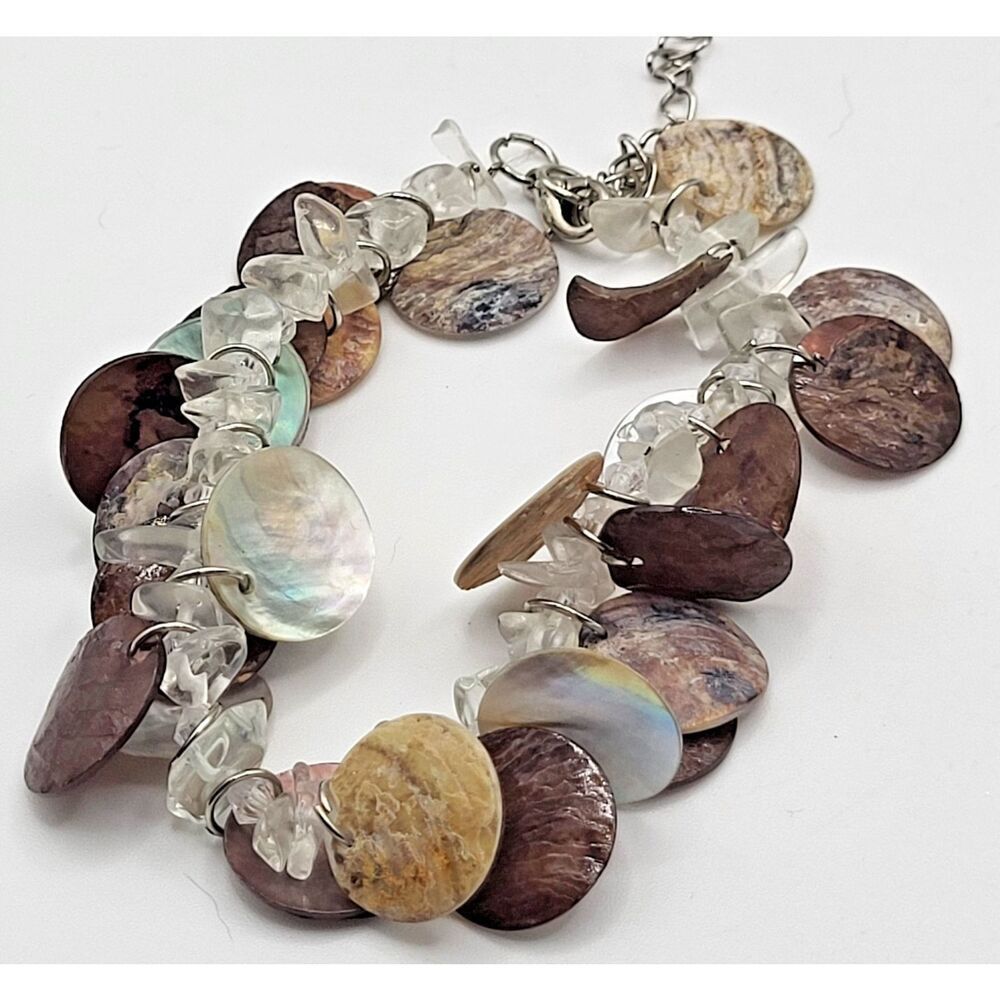 Bohemian Abalone Shell Quartz Bracelet 10in